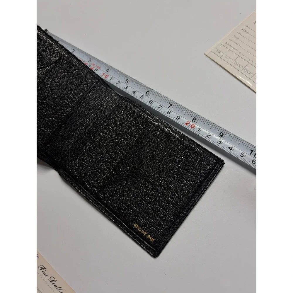 Biagi by Swank Black Genuine Ram Leather Bifold Wallet With Papers 1970's